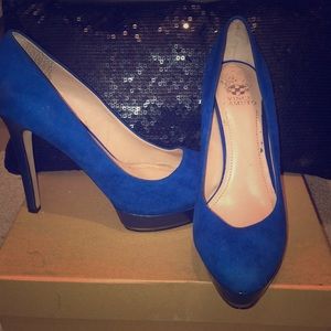 Vince Camuto Royal Blue Suede Platform Heels